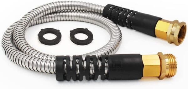 Cesun Short Garden Hose 3ft - 304 Stainless Steel Flexible Hose with Brass Female Thread, Lightweight, Kink Free, Drinking Safe