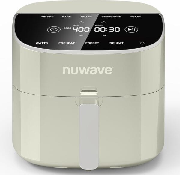 Nuwave Brio Plus 8 Qt Air Fryer, PFAS Free, Digital Touch Screen, Cool White Display