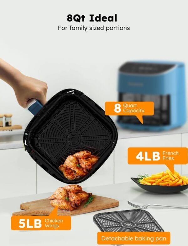 Nuwave Brio Plus 8 Qt Air Fryer, PFAS Free, Digital Touch Screen, Cool White Display - Image 2