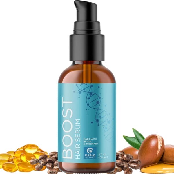 Maple Holistics Biotin Hair Growth Serum - Rosemary Hair Thickening Serum with Peppermint Caffeine and Black Castor Oil for Hair Growth