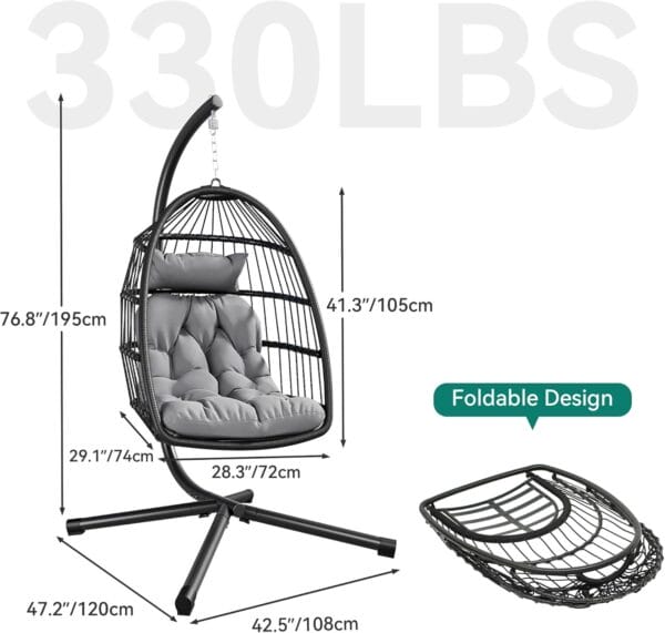 YITAHOME Hanging Egg Chair Swing Chair Outdoor Patio Wicker Chair - Image 5