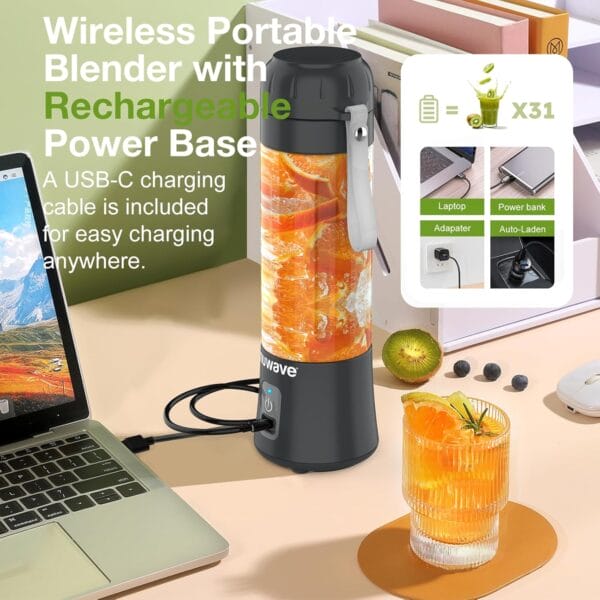 NUWAVE Portable Blender for Smoothies and Shakes, 16 OZ On-The-Go Small Juice Blender - Image 5