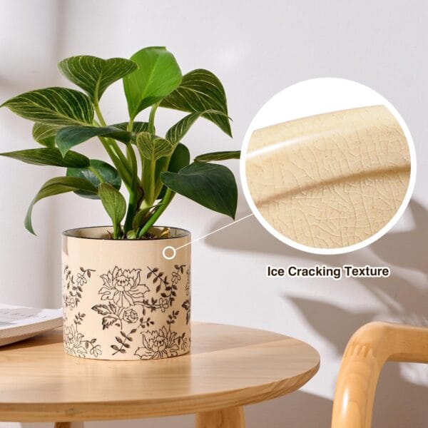 Two Panthers Indoor Ceramic Plant Pots with Drainage Holes - 5 Inch Cute Succulent Flower Pots - Image 4