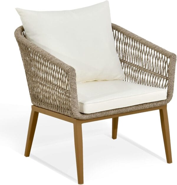 YITAHOME Outdoor Dining Single Sofa Chair, Indoor-Outdoor Wicker Bistro Chairs