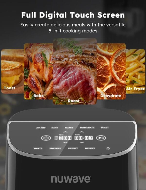 Nuwave Brio Plus 8 Qt Air Fryer, PFAS Free, Digital Touch Screen, Cool White Display - Image 5