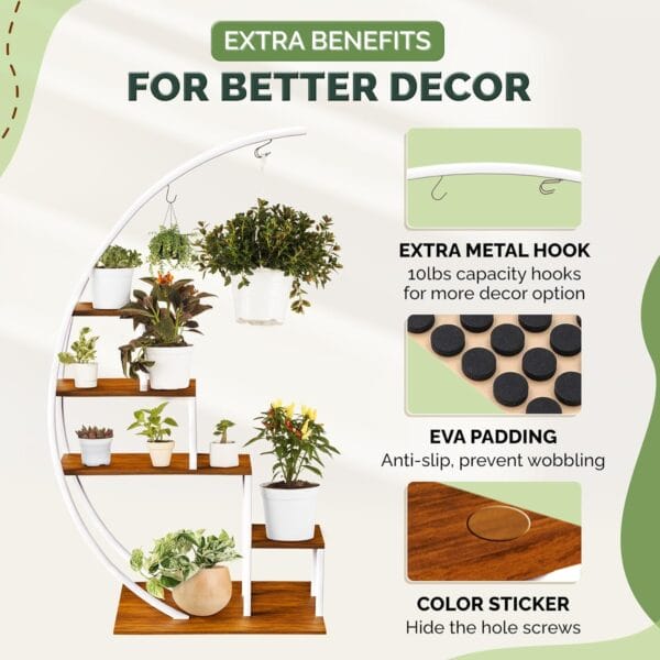 Brand Metal Plant Stand, Heart Shape Ladder Plant Stand for Indoor Plants Multiple, Black Plant Shelf Rack for Home Patio Lawn Garden (1 Pack) - Image 5