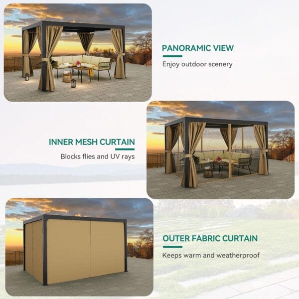 YITAHOME 10x13ft Louvered Pergola Outdoor Aluminum with Adjustable Roof - Image 4