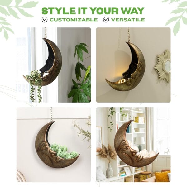 BrandName Hanging Moon Face Planter for Moon Room Decor - Image 3