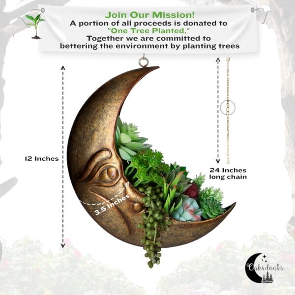 BrandName Hanging Moon Face Planter for Moon Room Decor - Image 2
