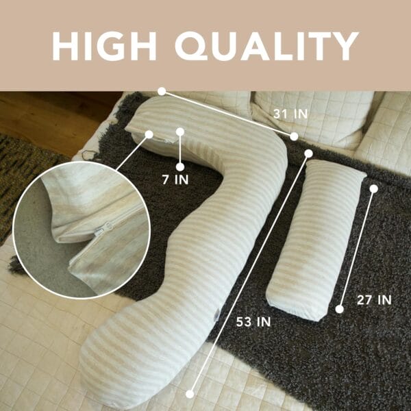 Pharmedoc Pregnancy Pillows, U-Shape Full Body Pillow – Removable Cooling Cover -Dark Grey - Image 2