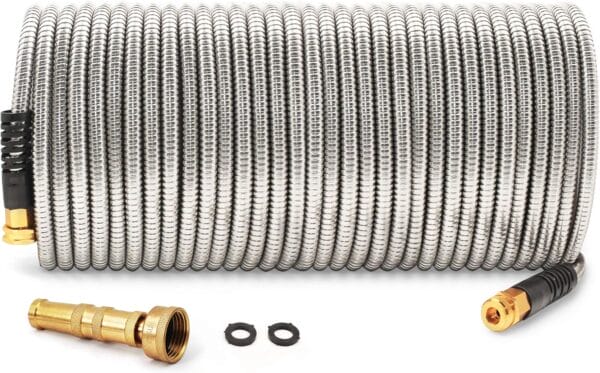 Cesun Metal Garden Hose 100 foot - 304 Stainless Steel Water Hose