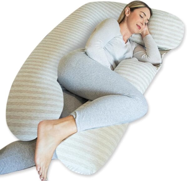Pharmedoc Pregnancy Pillows, U-Shape Full Body Pillow – Removable Cooling Cover -Dark Grey - Image 4