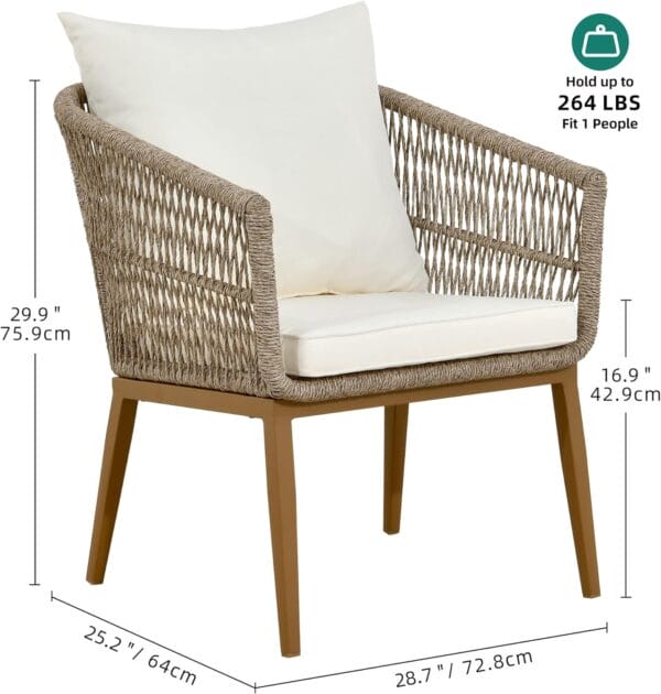 YITAHOME Outdoor Dining Single Sofa Chair, Indoor-Outdoor Wicker Bistro Chairs - Image 5