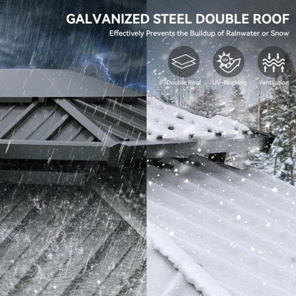 YITAHOME White Gazebo 10x12ft Hardtop Double Roof Canopy - Image 3