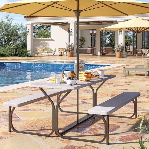 YITAHOME Picnic Table 6ft Heavy Duty Outdoor Picnic Table and Bench - Image 2