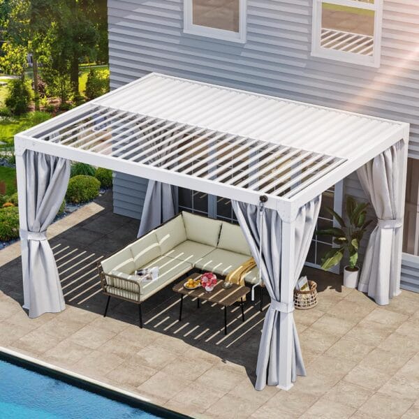 YITAHOME 10x13ft Louvered Pergola Outdoor Aluminum with Adjustable Roof