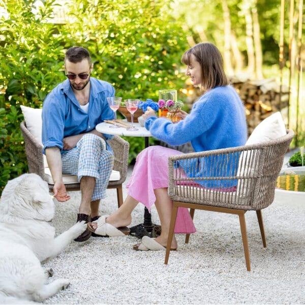 YITAHOME Outdoor Dining Single Sofa Chair, Indoor-Outdoor Wicker Bistro Chairs - Image 3