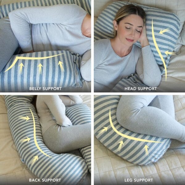 Pharmedoc Pregnancy Pillows, U-Shape Full Body Pillow – Removable Cooling Cover -Dark Grey - Image 3
