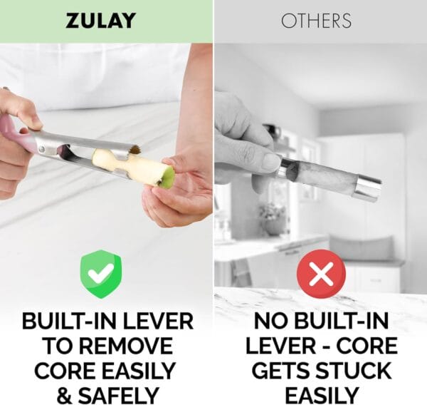 Zulay Kitchen Premium Apple Corer Tool - Ultra Sharp Stainless Steel Blades - Image 3