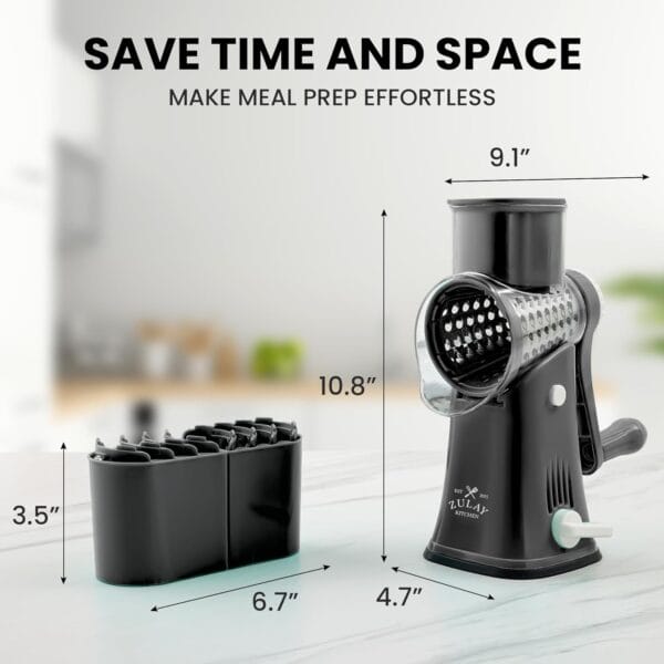 Zulay Rotary Cheese Grater - 5 Blade Cheese Shredder with Reinforced Suction - Image 5