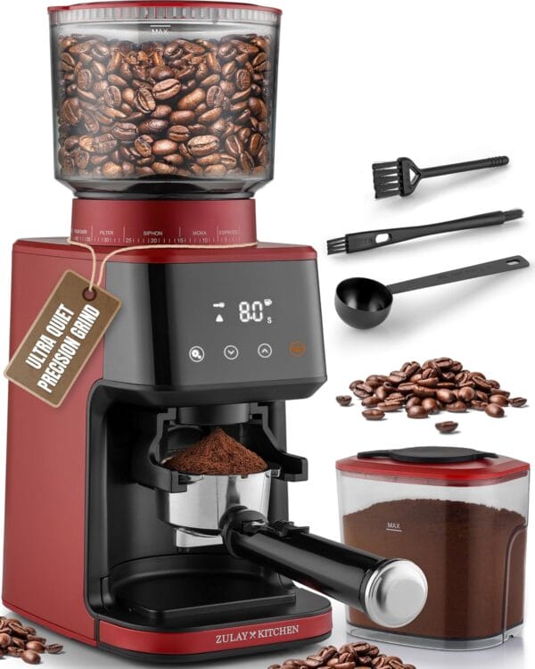 Zulay Kitchen Espresso Grinder - Burr Coffee Grinder Electric - Black/Silver - Image 4
