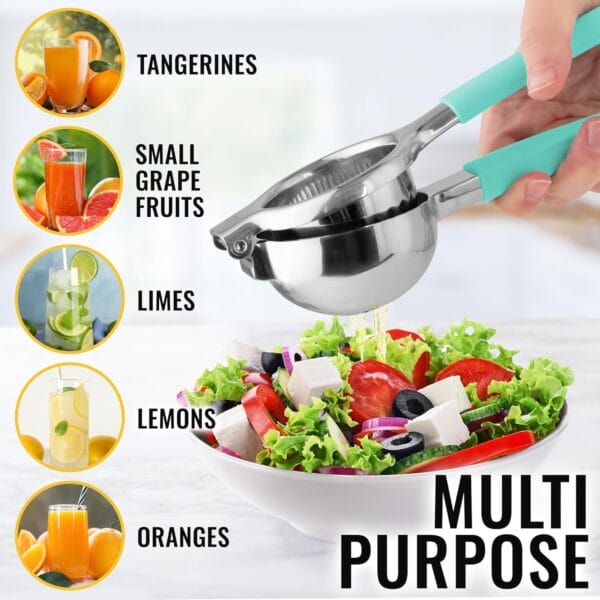 Zulay Stainless Steel Lemon Squeezer with Heavy Duty Metal Bowl - Large Citrus Press Juicer, Pink - Image 4