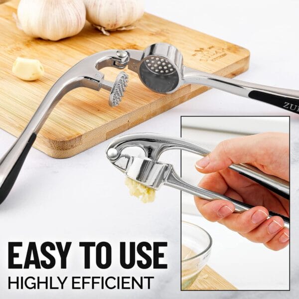 Zulay Kitchen Premium Garlic Press Set - Rust Proof & Dishwasher Safe Professional Garlic Mincer Tool - Image 2