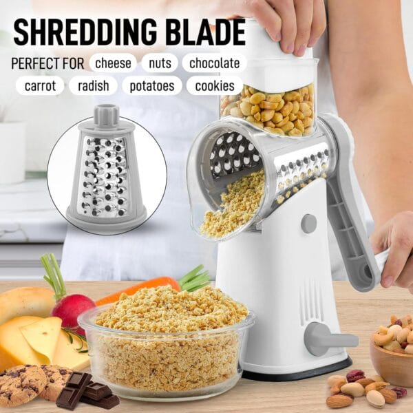 Zulay Rotary Cheese Grater - 5 Blade Cheese Shredder with Reinforced Suction - Image 3