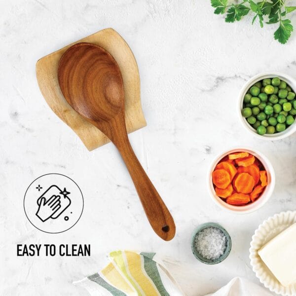 Zulay Sapele Wood Spoon Rest for Kitchen - Premium Wooden Spoon Holder with Non Slip Silicone Feet - Image 3