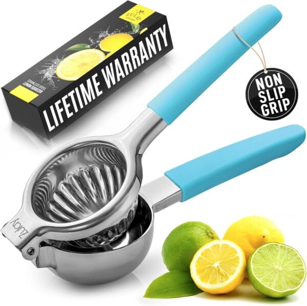 Zulay Stainless Steel Lemon Squeezer with Heavy Duty Metal Bowl - Large Citrus Press Juicer, Pink - Image 3