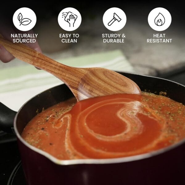 Zulay Kitchen Premium Slotted Spatula - Durable Teak Wooden Spatula For Cooking - Image 2