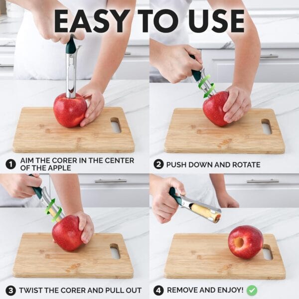 Zulay Kitchen Premium Apple Corer Tool - Ultra Sharp, Stainless Steel, Serrated Blades for Easy Coring - Image 2