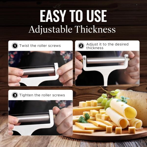 Zulay Cheese Slicer With Adjustable Thickness - Wire Cheese Slicer For Mozzarella and Cheddar Cheese (Copper) - Image 2