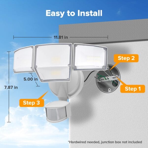 LUTEC 80W 9000LM LED Security Lights Motion Sensor Outdoor Lights - Image 5